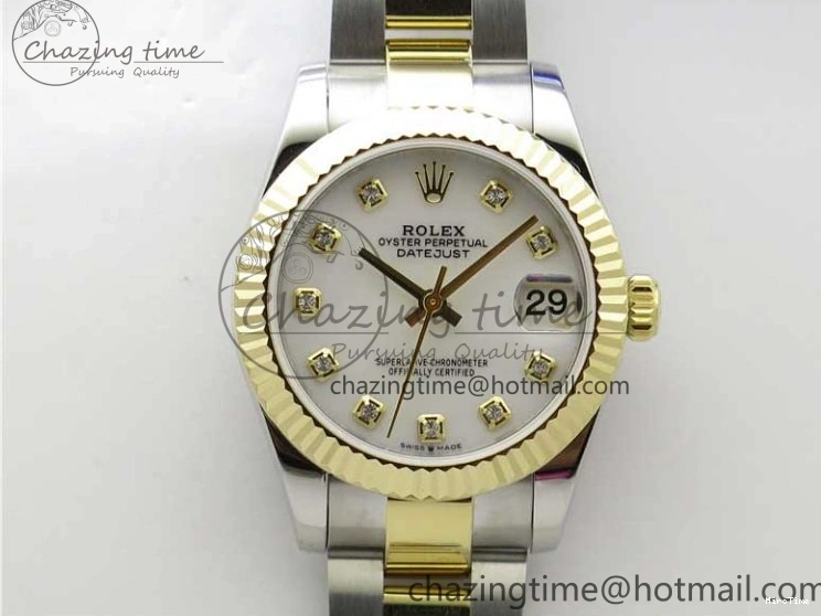 MiroTime 0520 ModernLook Datejust 31mm 278273 SS YG BP Maker Best Edition White MOP Diamonds Dial on SS YG Oyster Bracelet 2723